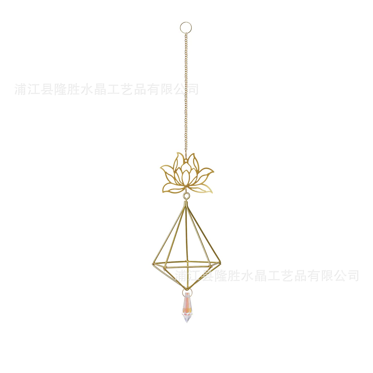 Gold Lotus Air Rack Sun Catcher Crystal Ornament
