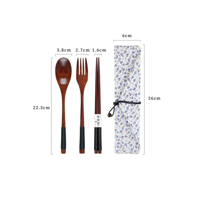 Retro Portable Wooden Bento Box for Outdoor Lunches