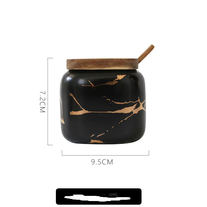 Nordic Matte Marbled Ceramic Spice Jar