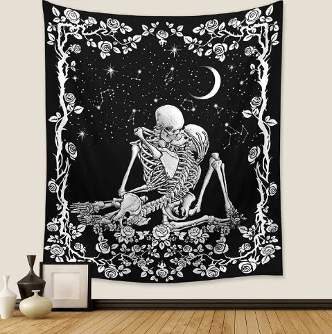 Seaside Landscape Tapestry with Tropical Palm Print