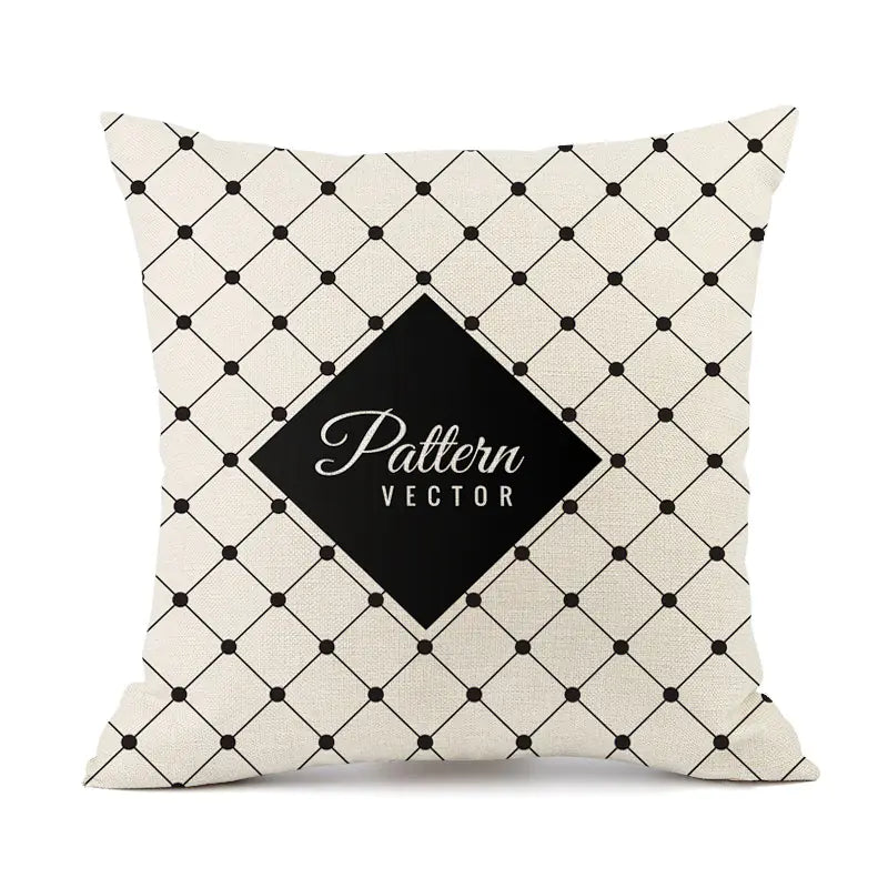 Nordic Black and White Geometric Stripes Linen Pillow
