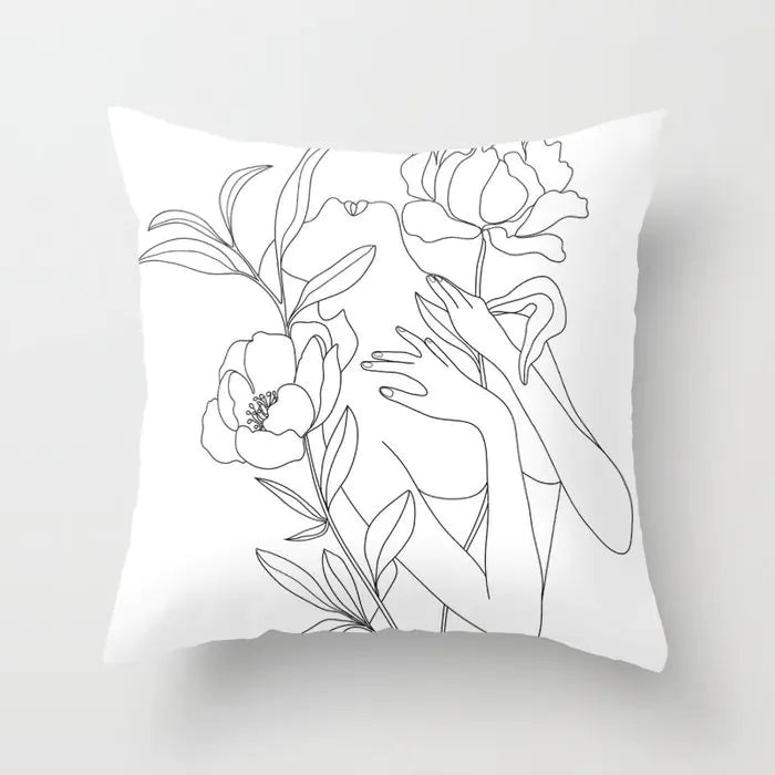 Black and White Geometric Pillowcase Design