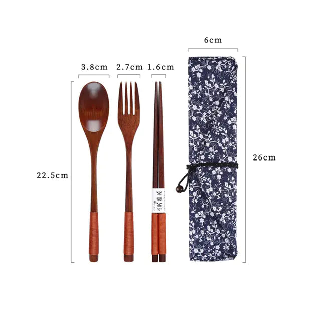 Retro Portable Wooden Bento Box for Outdoor Lunches