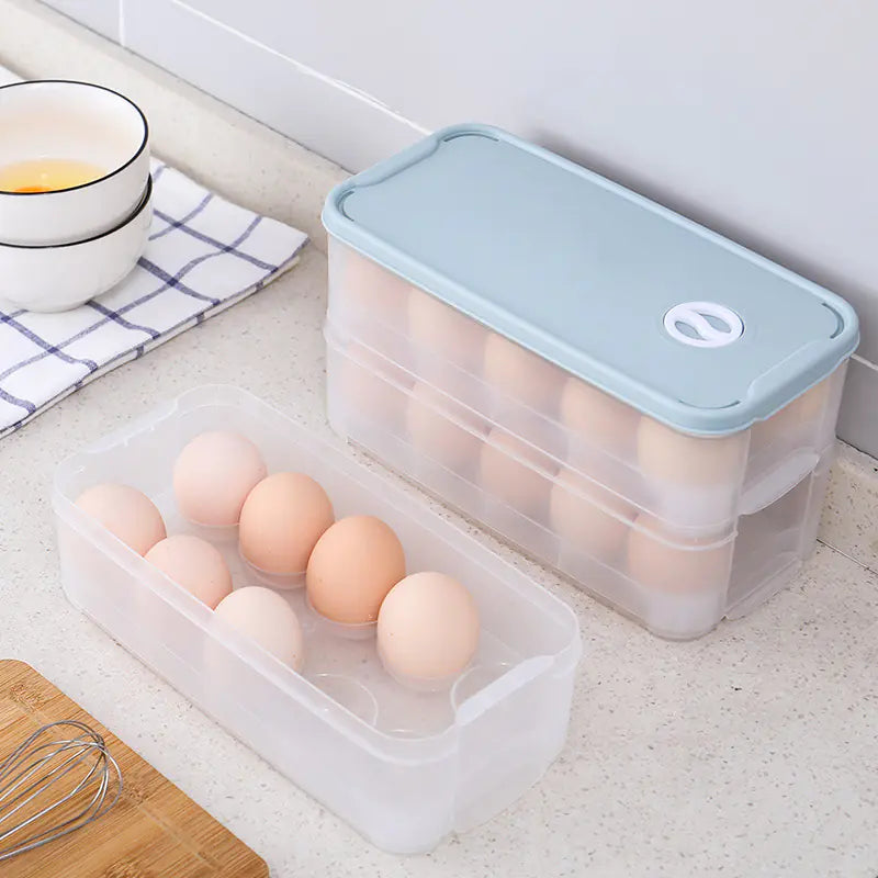 Transparent Multi-Layer Egg Storage Box with Lid